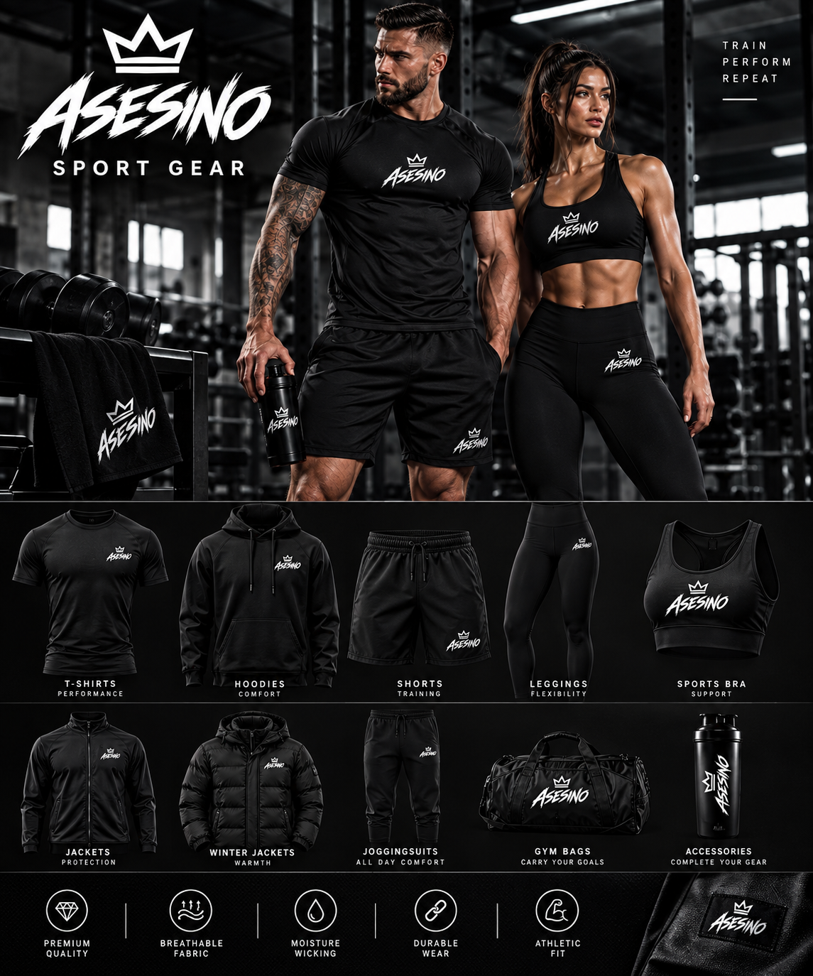 Met eigen ontwerp bedrukte sports Wear.